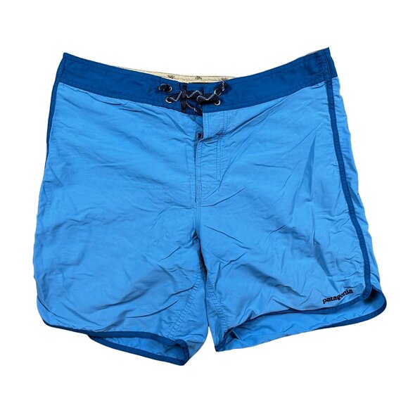 Patagonia Men's Scallop Hem Wavefarer Board Shorts Blue Swim Trunks Size 33 - Picture 1 of 4